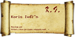 Koris Iván névjegykártya